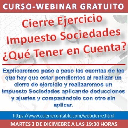 Webinar Cierre del Ejercicio Curso Contabilidad fiscalidad y programa contable