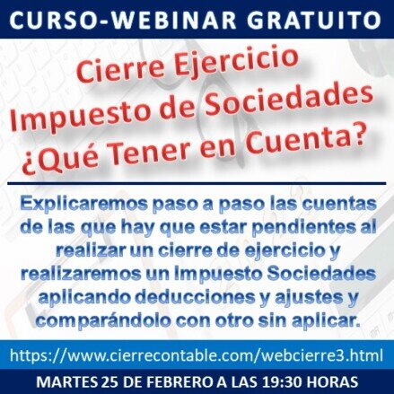 Webinar Cierre del Ejercicio Curso Cierre del Ejercicio y Cuentas Anuales