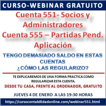Webinar Cuenta 551 y 555 Curso Contabilidad fiscalidad y programa contable